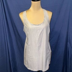 Lululemon top Medium blue pinstripe with Lazer cut detail.